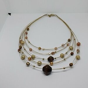 Glass beaded wire necklace